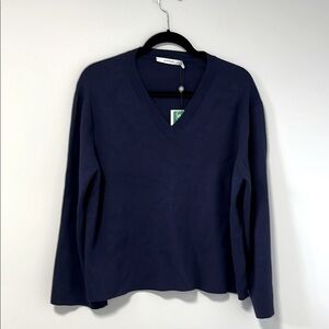 NWT Summum Navy V-Neck Sweater- oversized medium